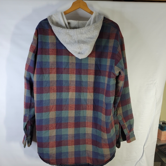 Mens Impact Shacket Cotton/Poly Quilted inside Button Front Hooded Size LT - Picture 8 of 12